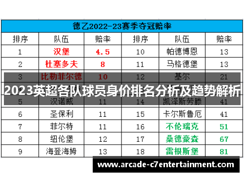 2023英超各队球员身价排名分析及趋势解析